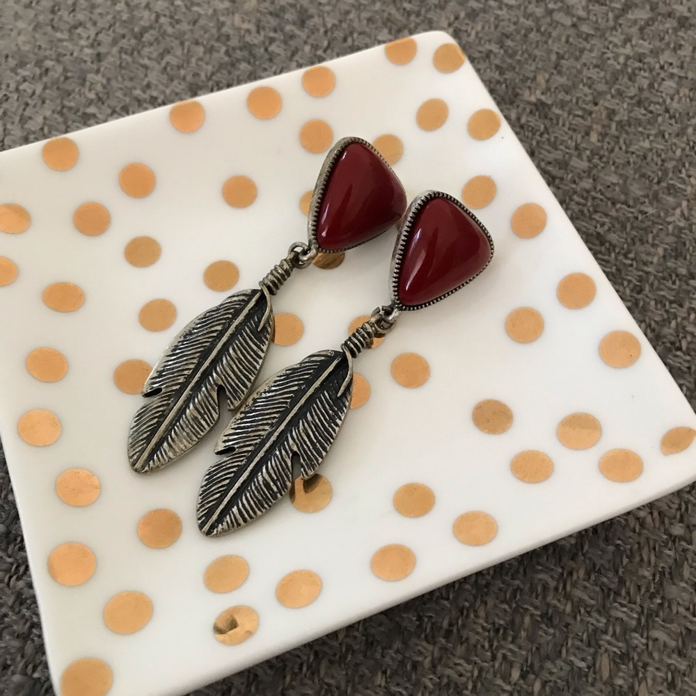 Feather + Stone Earrings